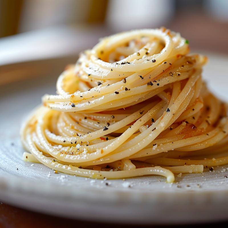 Close-up view of a delicious portion of million dollar spaghetti on a grey plate.