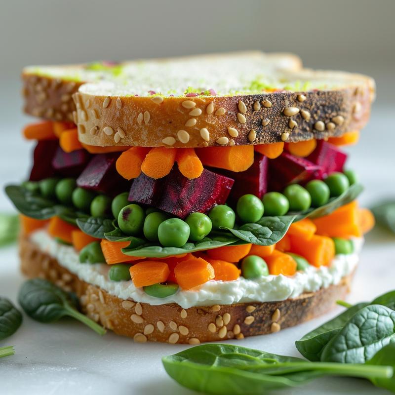 Close-up of colorful rainbow sandwiches.