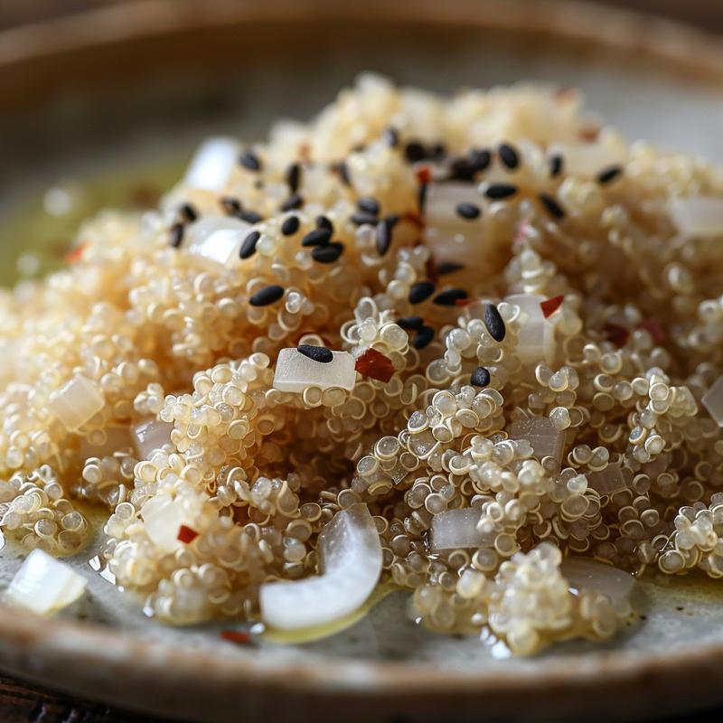 Close-up of a vegan Moroccan bowl on a light grey plate.