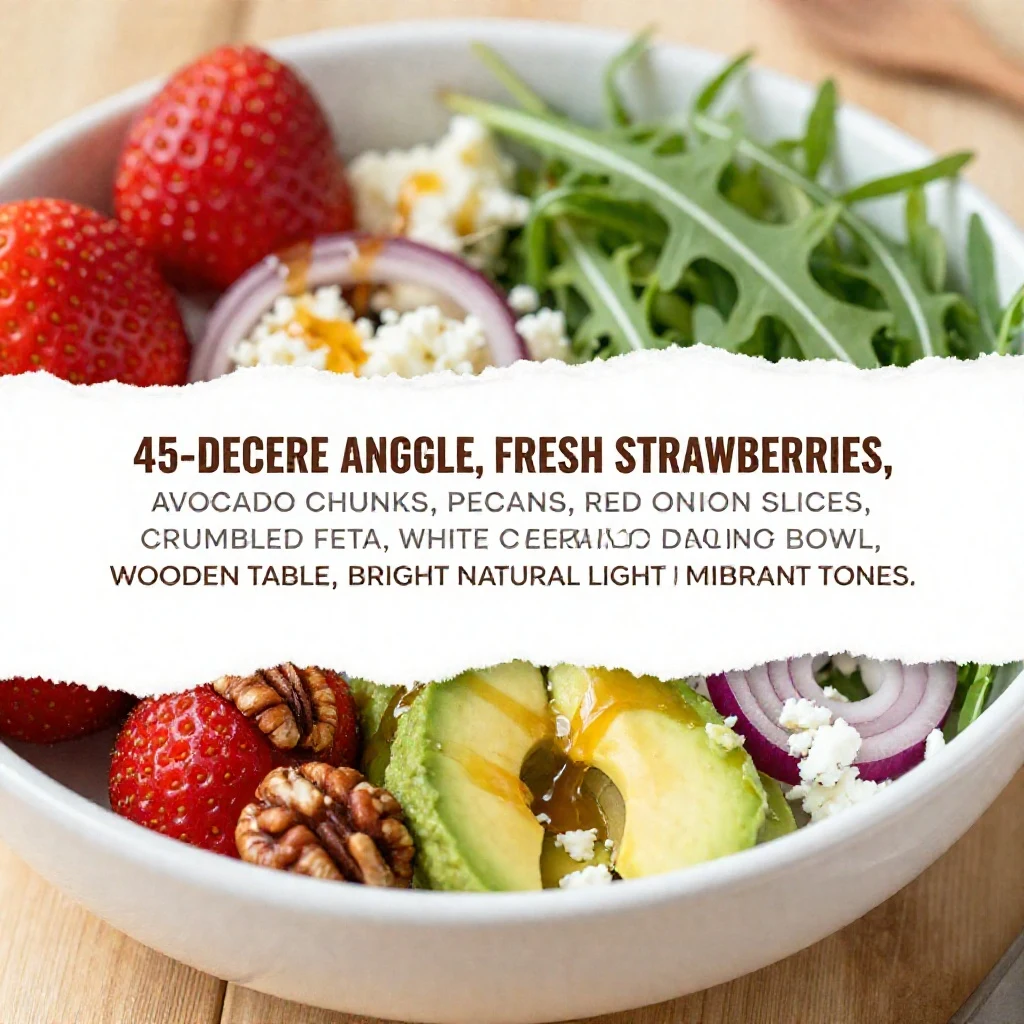 A vibrant bowl of Grandma's strawberry feta salad with fresh greens and sliced strawberries.