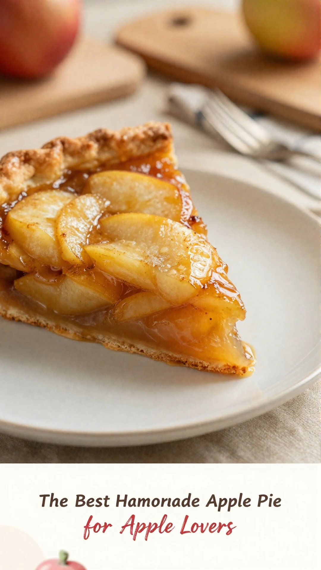 A freshly baked apple pie cooling on a wooden table
