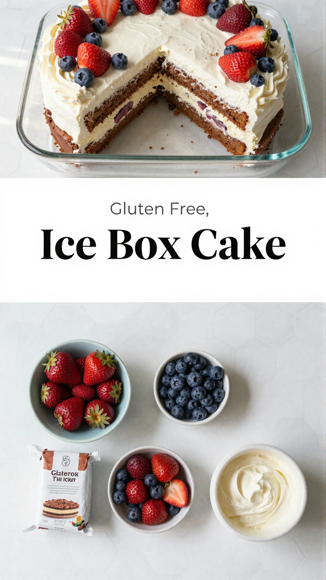 A delicious gluten free ice box cake layered with chocolate and whipped cream